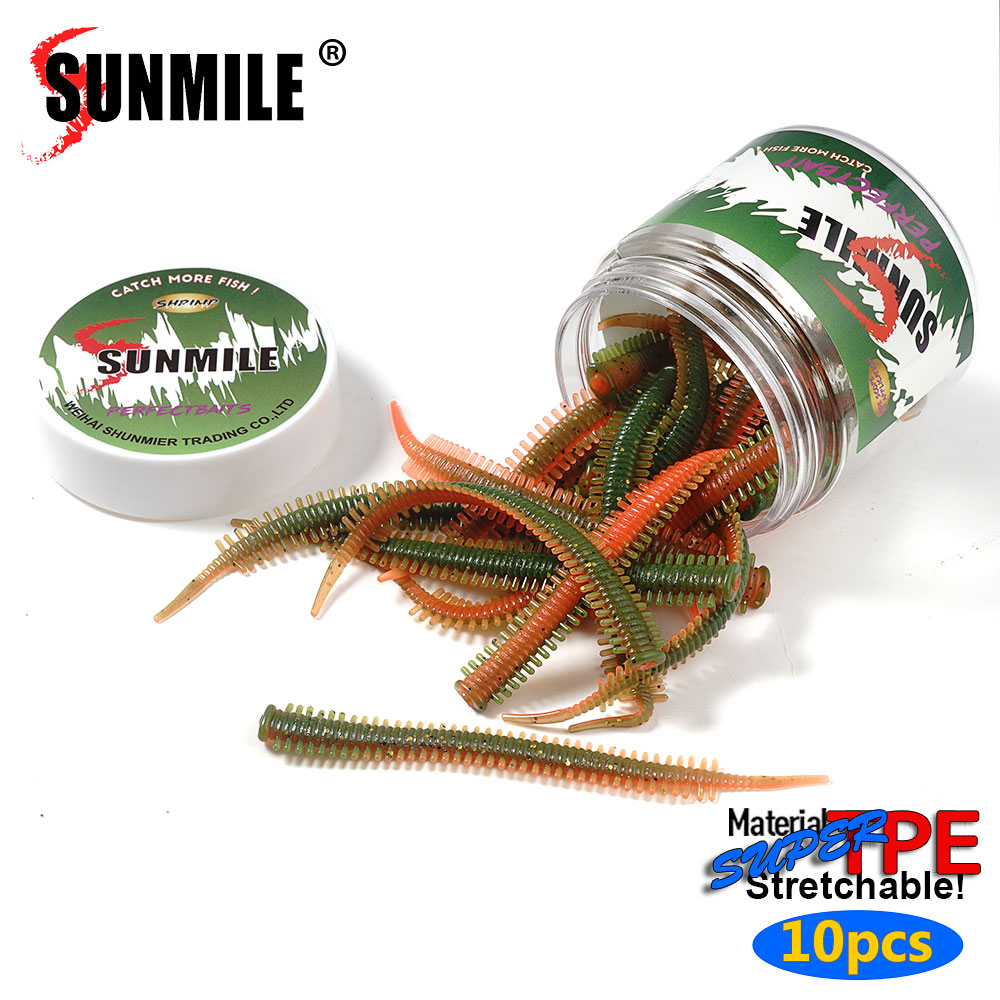Fishing Lure Soft Plastic - SUNMILE 10pcs Sand Worm Lures 8.2cm