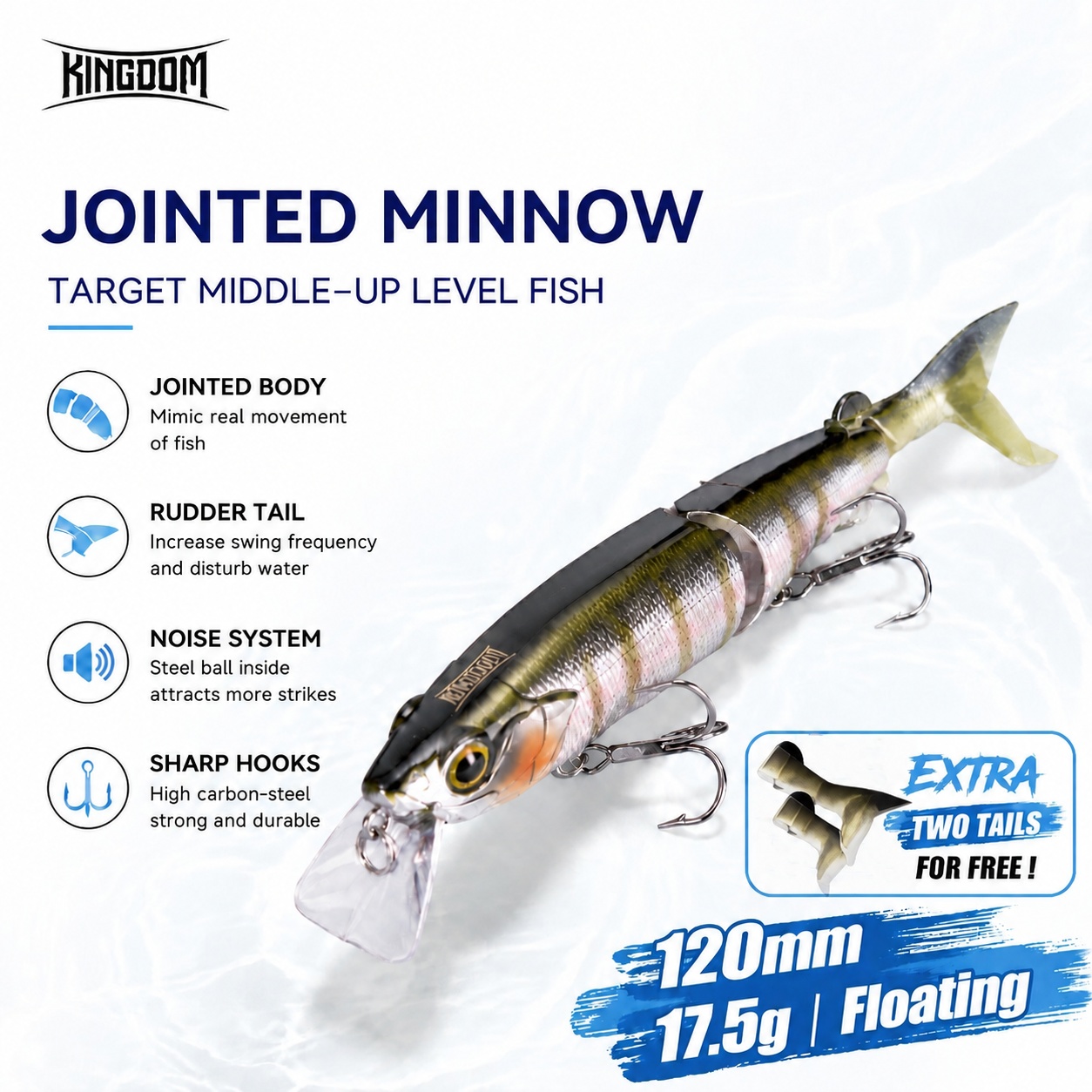 Fishing Lure Topwater - Kingdom Multi Jointed Fishing Lures 120mm