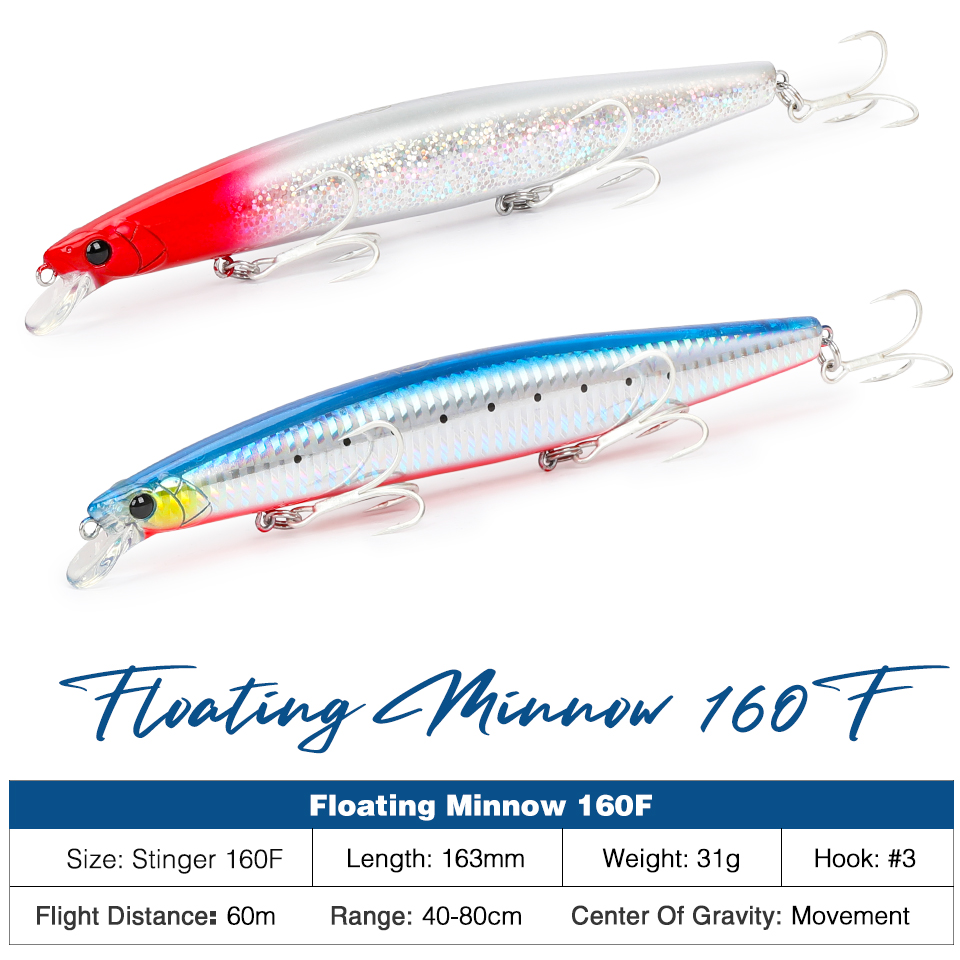 TSURINOYA 160F Nổi Minnow Mồi  - đánh giá và giá Fishing Lure Topwater
