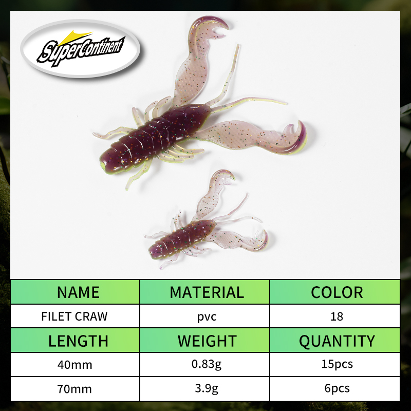 2023 Supercontinent Filet Craw - đánh giá và giá Fishing Lure Soft Plastic